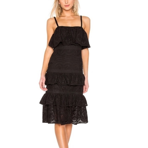 Lovers + Friends Black Lace Midi Dress - Picture 1 of 13